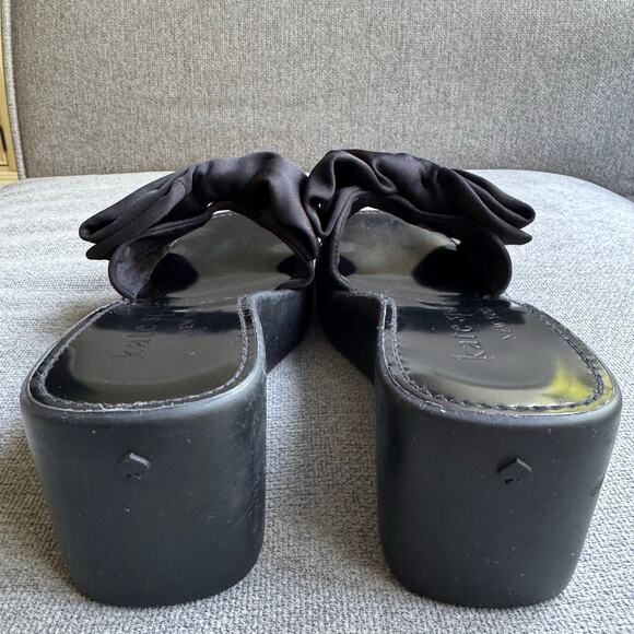 Kate Spade Bikini Bow Platform Wedges Slip-on Sandal Black Women's Sz 8.5 - Picture 6 of 11